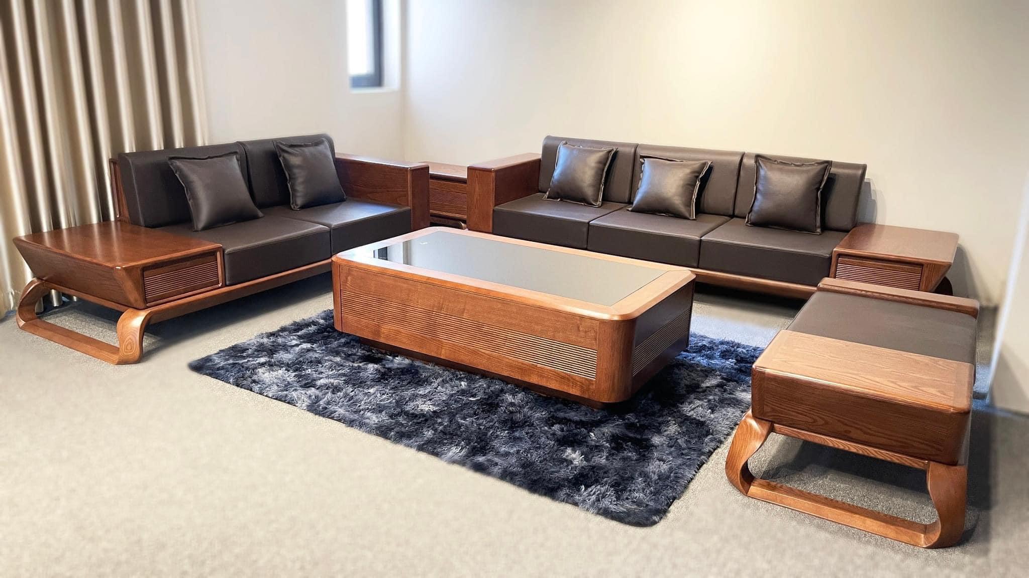 Mẫu bàn ghế sofa gỗ đẹp phòng khách 2023